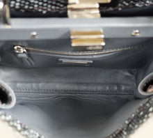 Fendi Dark Grey Peekaboo Mini Whip Python Flower Embroidered Bag