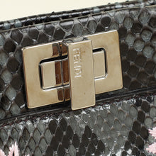Fendi Dark Grey Peekaboo Mini Whip Python Flower Embroidered Bag