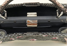 Fendi Dark Grey Peekaboo Mini Whip Python Flower Embroidered Bag