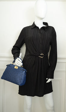 Fendi Navy Blue Ostrich Mini Peekaboo Bag