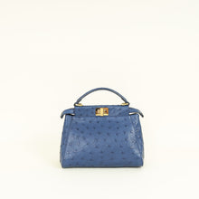 Fendi Navy Blue Ostrich Mini Peekaboo Bag