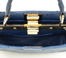 Fendi Navy Blue Ostrich Mini Peekaboo Bag
