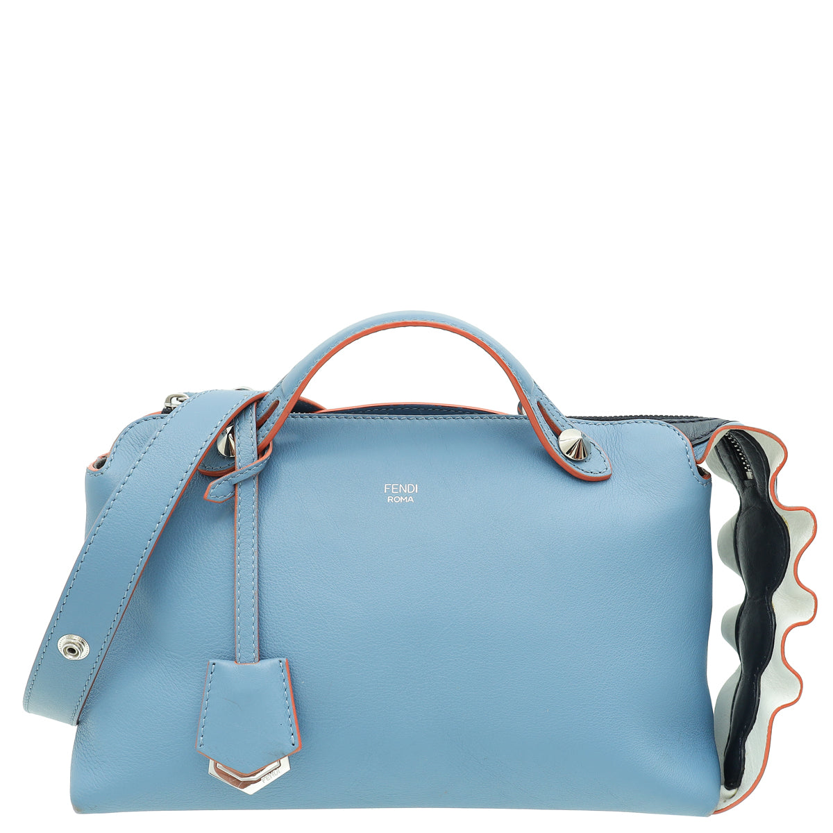 Fendi Blue Wavy Studded Tail By The Way Boston Bag