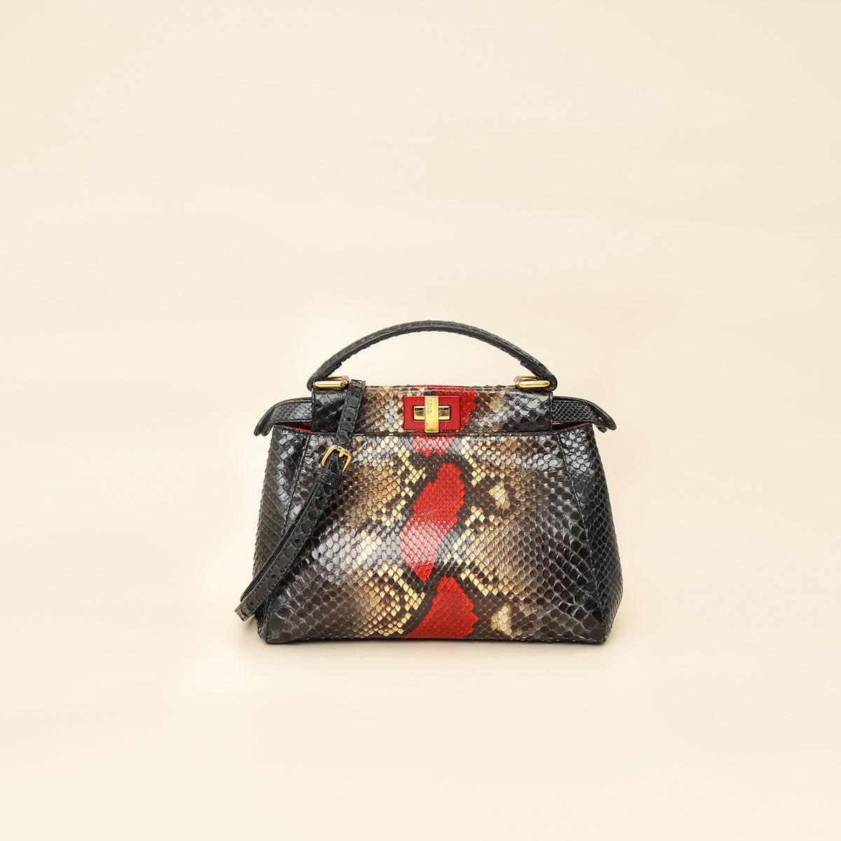 Fendi Bicolor Peekaboo Python Mini Bag