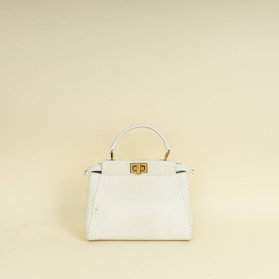 Fendi Vintage White Python Mini Peekaboo Bag