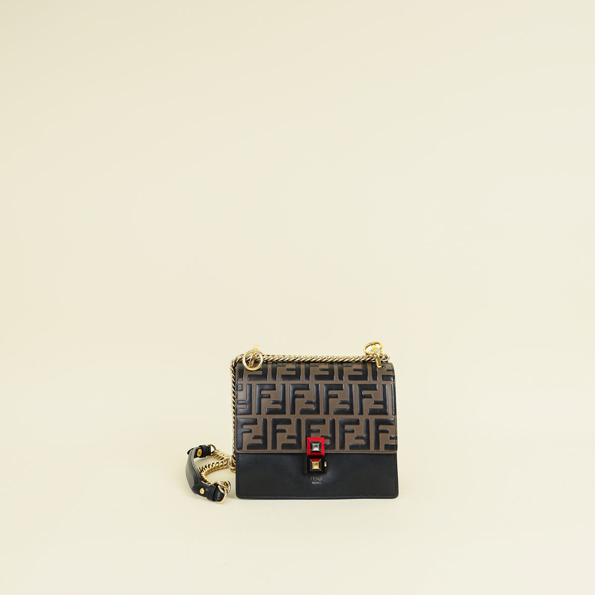 Fendi Bicolor Zucca Embossed Kan I Small Shoulder Bag
