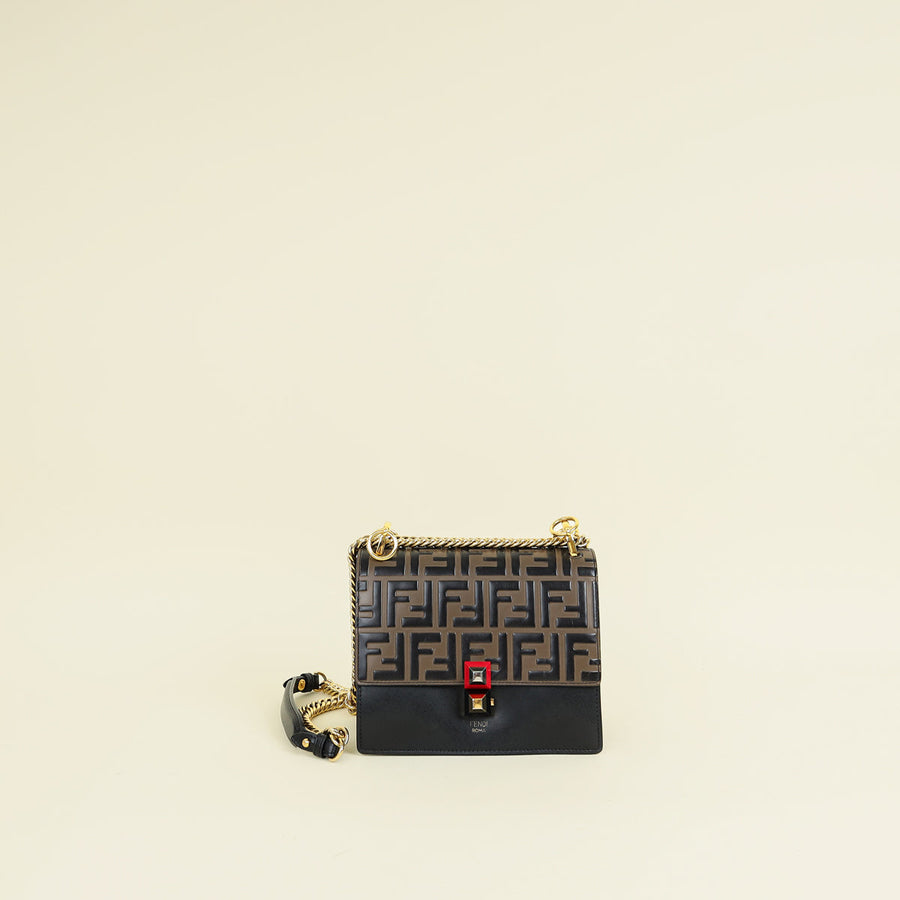 Fendi Bicolor Zucca Embossed Kan I Small Shoulder Bag