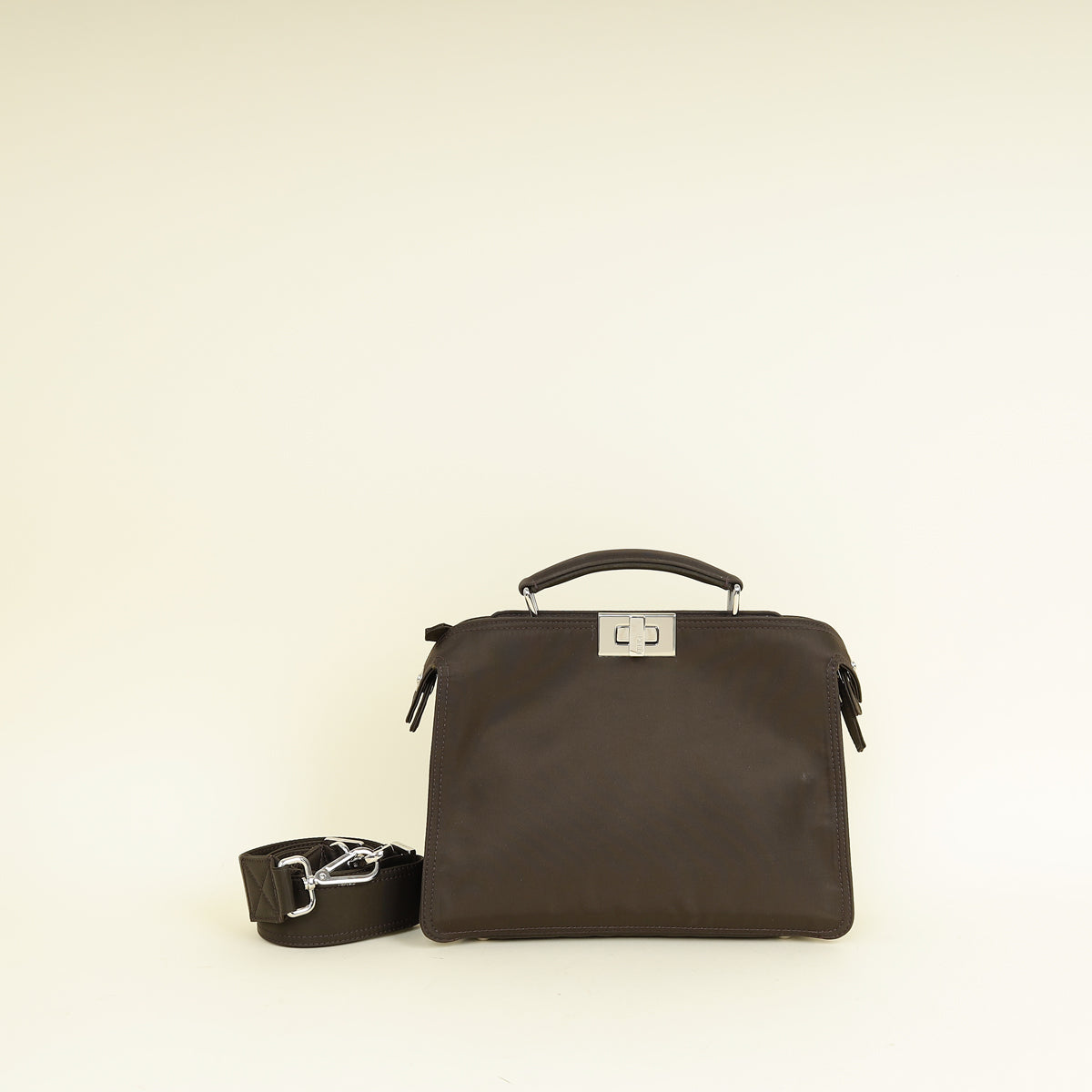 Fendi Ebene Sunflower Mini Peekaboo I SEE U Satchel Bag