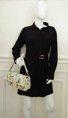 Fendi Multicolor FF Embroidery Baguette Medium Bag