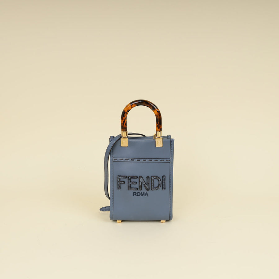 Fendi Dark Blue Mini Sunshine Shopper Bag
