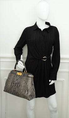 Fendi Grey Peekaboo Python Regular Bag