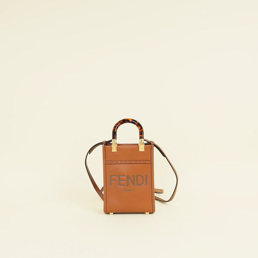 Fendi Brown Mini Sunshine Shopper Bag