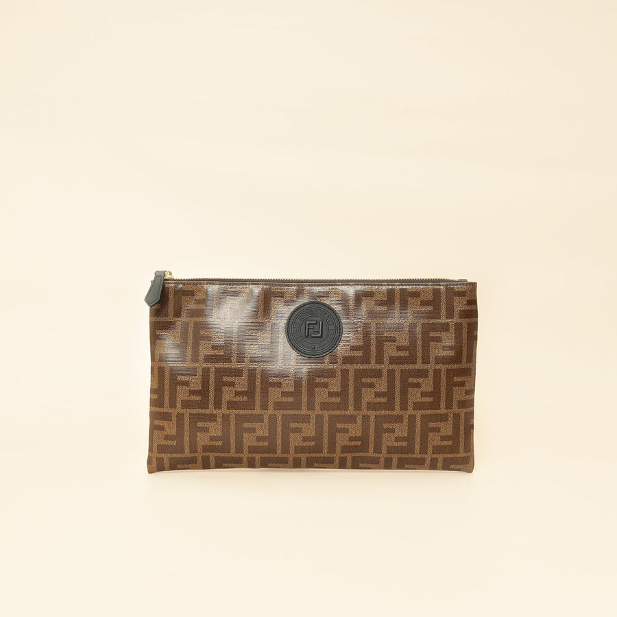 Fendi Tobacco FF Flat Baguette Medium Pouch