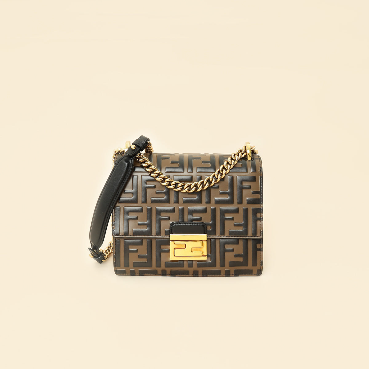 Fendi Bicolor FF Embossed Kan U Chain Small Shoulder Bag