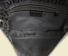 Fendi Black Zucca Small Baguette Shoulder Bag