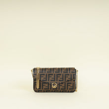 Fendi Tobacco FF 1974 Zucca Embossed Wallet On Chain W/ 2 Pouch