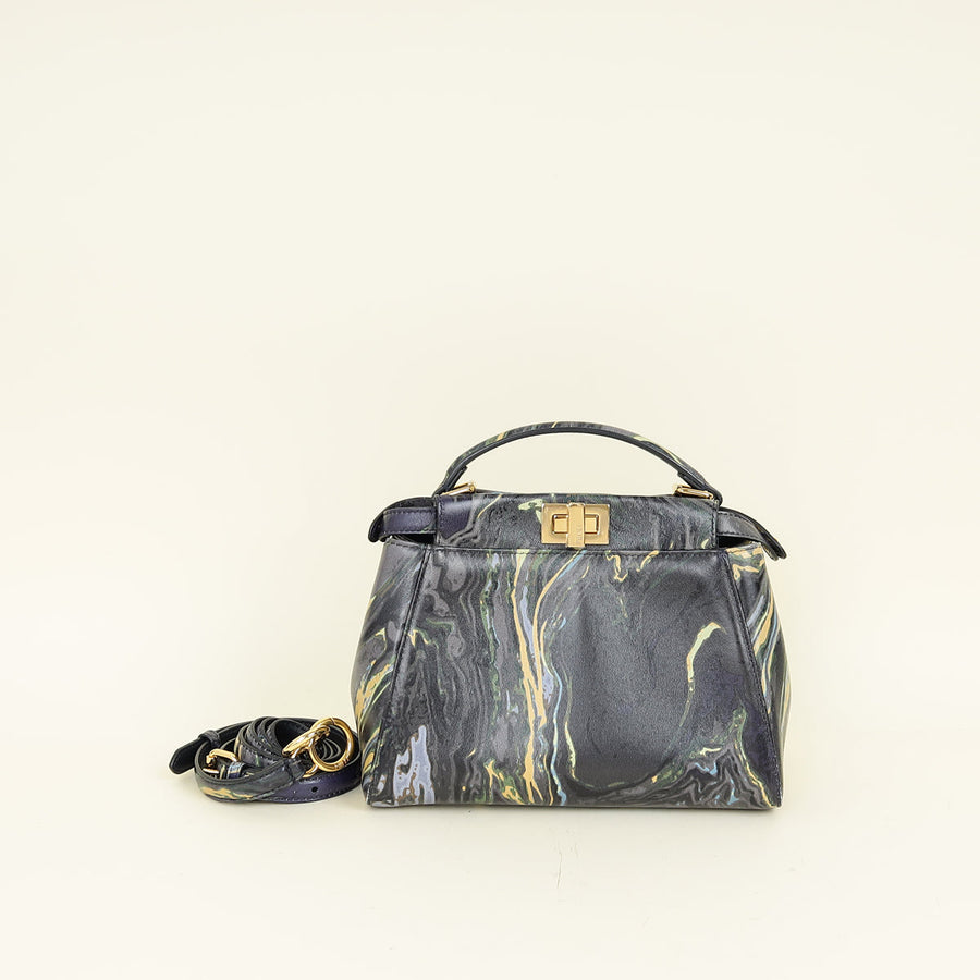 Fendi Multicolor Peekaboo Marble Print Mini Bag