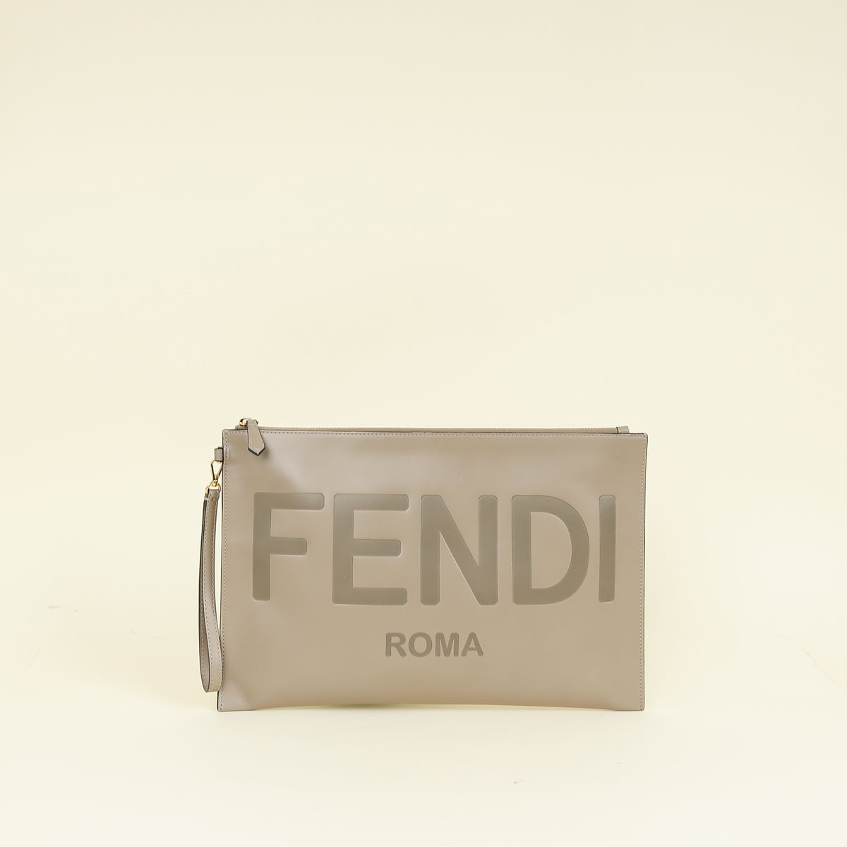 Fendi Etoupe Zip Large Flat Wristlet Pouch