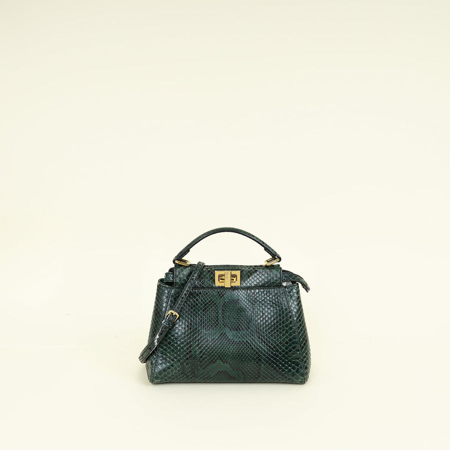 Fendi Green Python Peekaboo Mini Bag