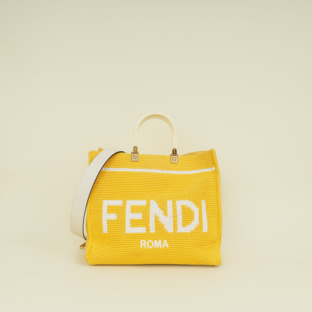 Fendi Mimosa Panna Sunshine Medium Shopping Tote Bag