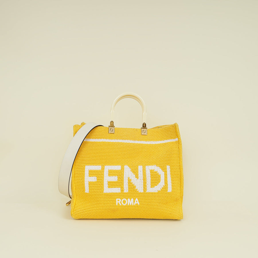 Fendi Mimosa Panna Sunshine Medium Shopping Tote Bag