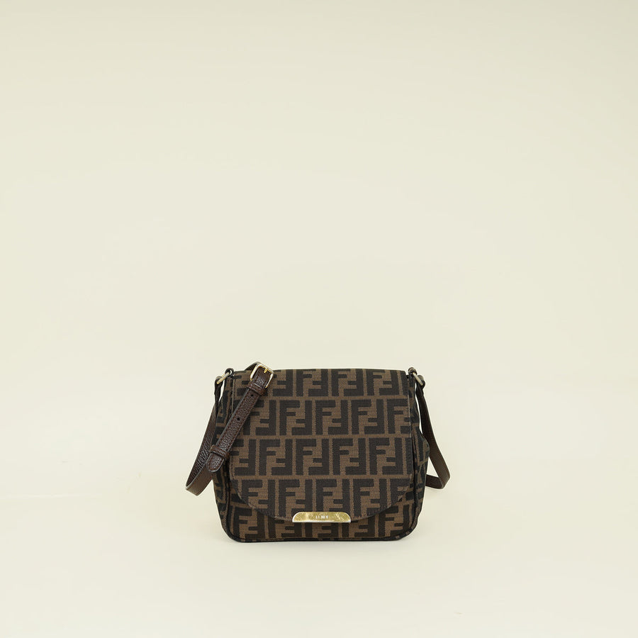 Fendi Bicolor Zucca Vitello Artic Small Messenger Bag