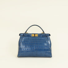 Fendi Blue Shiny Crocodile Peekaboo Regular Bag