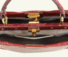 Fendi Dark Red Crocodile Mini Peekaboo Bag