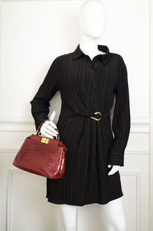 Fendi Dark Red Crocodile Mini Peekaboo Bag