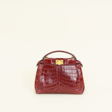 Fendi Dark Red Crocodile Mini Peekaboo Bag