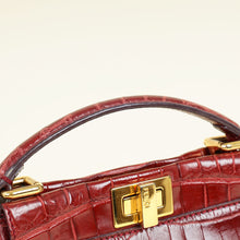 Fendi Dark Red Crocodile Mini Peekaboo Bag