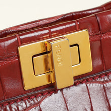 Fendi Dark Red Crocodile Mini Peekaboo Bag