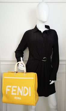 Fendi Mimosa Panna Cotton Crochet Sunshine Shopping Tote Bag