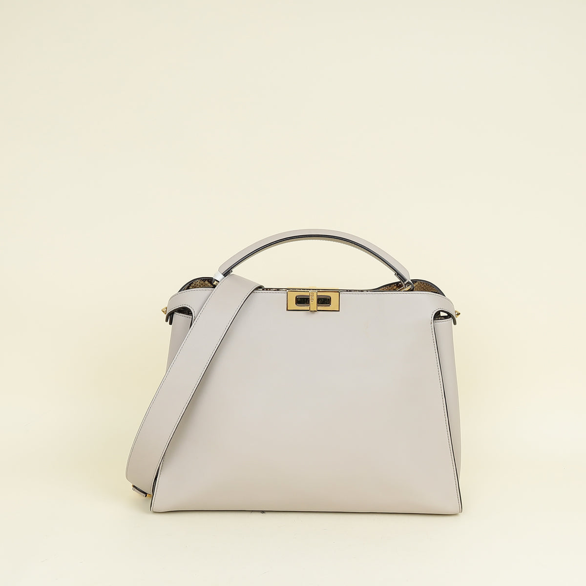 Fendi Gray Powder Peekaboo Iconic Essentially Satchel Large Bag