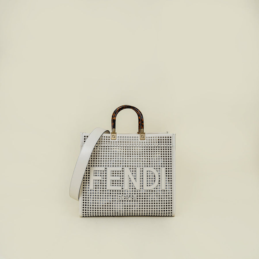 Fendi Ivory Sunshine Medium Shopping Tote Bag