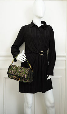 Fendi Green Baguette Beads Embroidered Shoulder Bag
