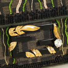 Fendi Green Baguette Beads Embroidered Shoulder Bag