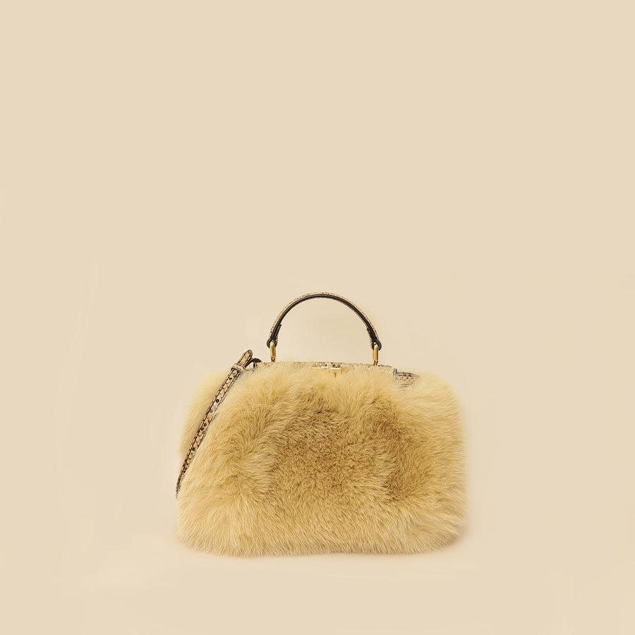Fendi Bicolor Peekaboo Mini Fox Fur Python Bag