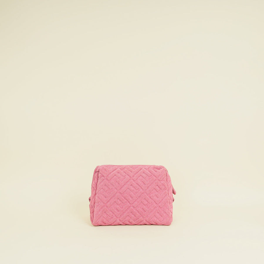Fendi Lollypop Pink FF 1974 Embossed Medium Trapezoid Beauty Pouch