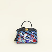 Fendi Blue Denim Bird Beaded Mini Peekaboo Bag