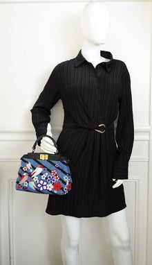 Fendi Blue Denim Bird Beaded Mini Peekaboo Bag