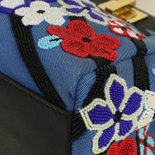 Fendi Blue Denim Bird Beaded Mini Peekaboo Bag