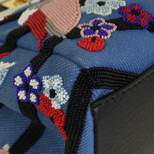 Fendi Blue Denim Bird Beaded Mini Peekaboo Bag