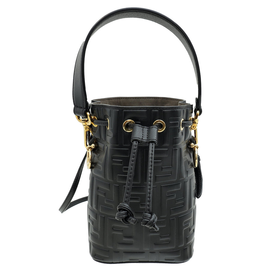 Fendi Black FF Embossed Mon Tresor Mini Bucket Bag