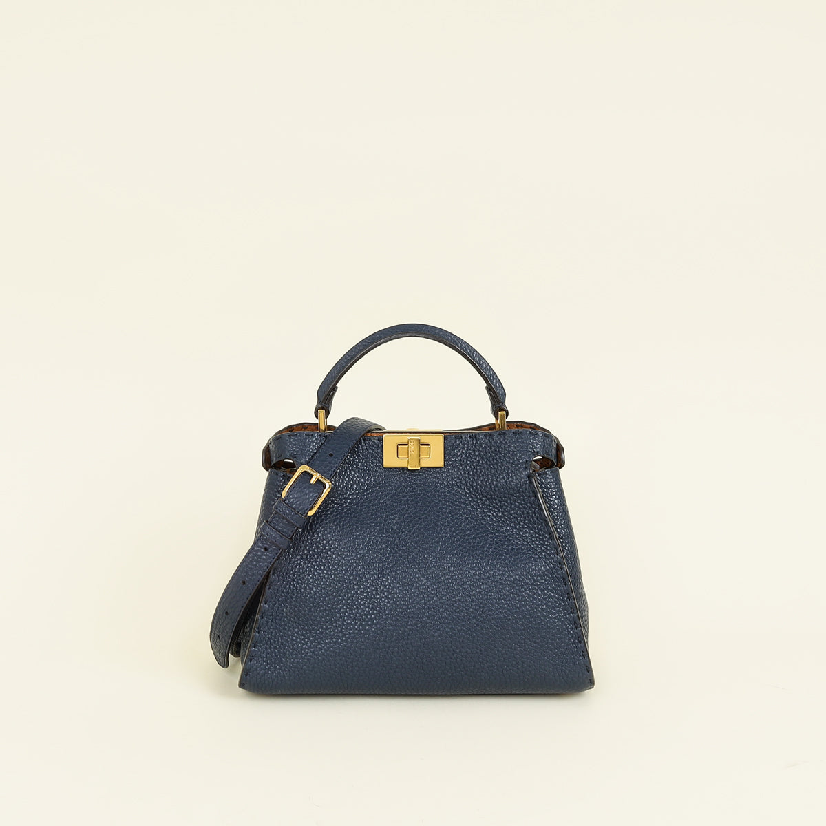 Fendi Navy Blue Peekaboo Selleria Essentially Mini Bag