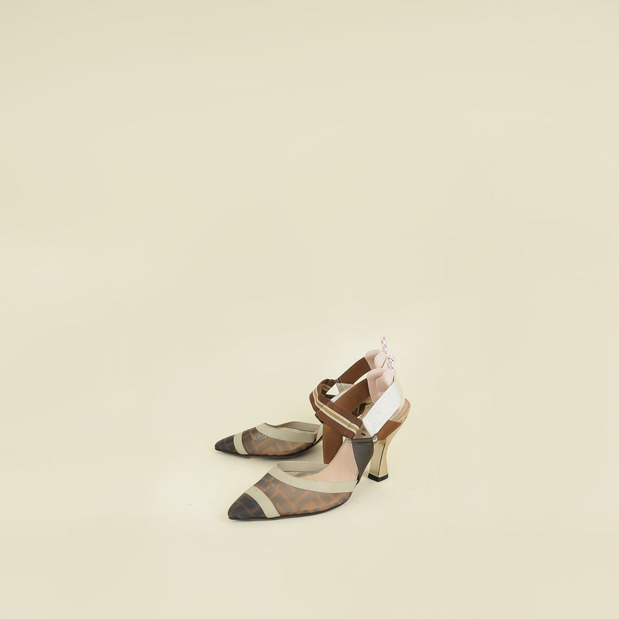 Fendi Multicolor Colibri Mesh Slingback Pump 38