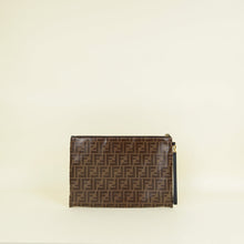 Fendi Brown FF Logo Large Flat Wristlet Pouch