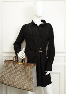 Fendi Brown Houndstooth FF Embroidered Peekaboo X-Tote Medium Bag