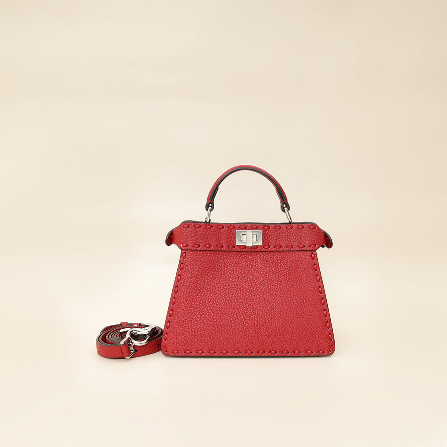Fendi Red Selleria Peekaboo ISeeU Petite Bag