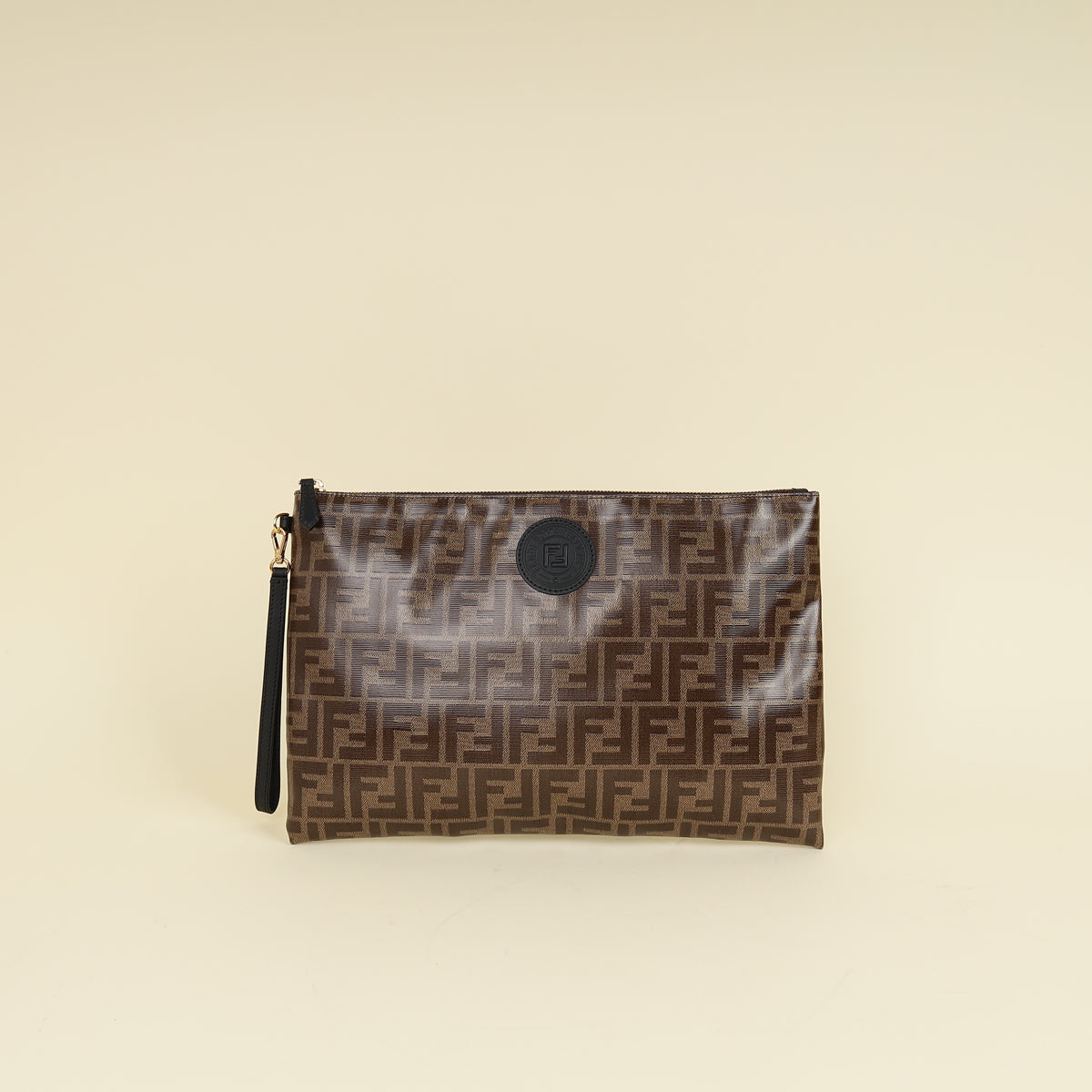 Fendi Brown FF Large Flat Wristlet Pouch